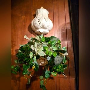 Ceramic wall hanging and wall pocket (with greenery)
